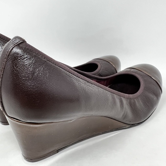FS/NY French Sole Wedge Cap Toe Brown Bronze Leather Womens US 8 B - Picture 4 of 13